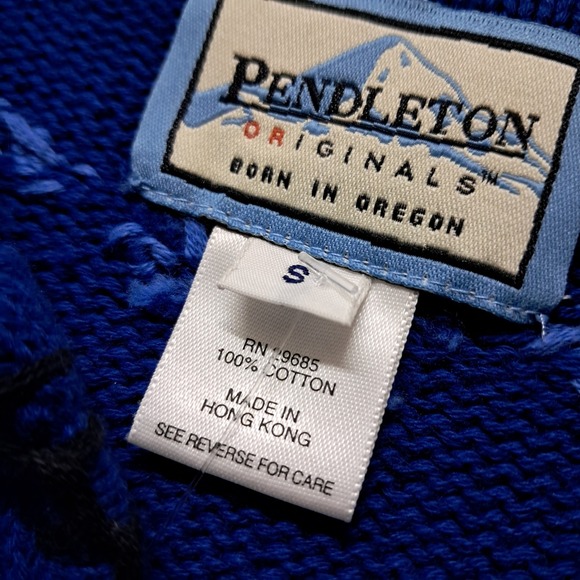 Pendleton Blue Aztec Patterned Sweater With Collar - Picture 4 of 8